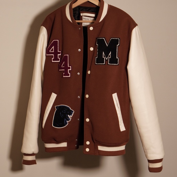 Bershka Varsity Jacket M – Brown/White – Classic College Letterman Style - Picture 2 of 9